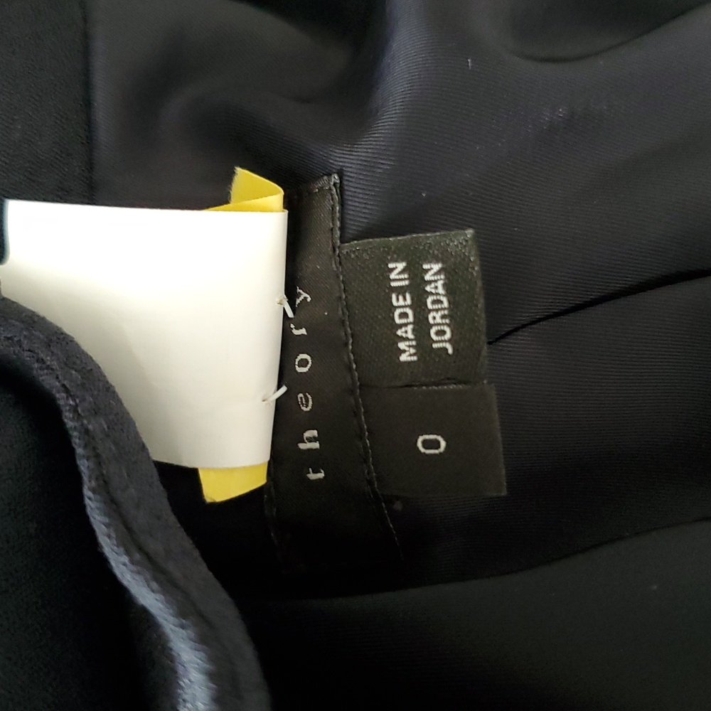 Theory Navy Textured Open Front Blazer Jacket Size 0 Pockets New Without Tag - Picture 7 of 12
